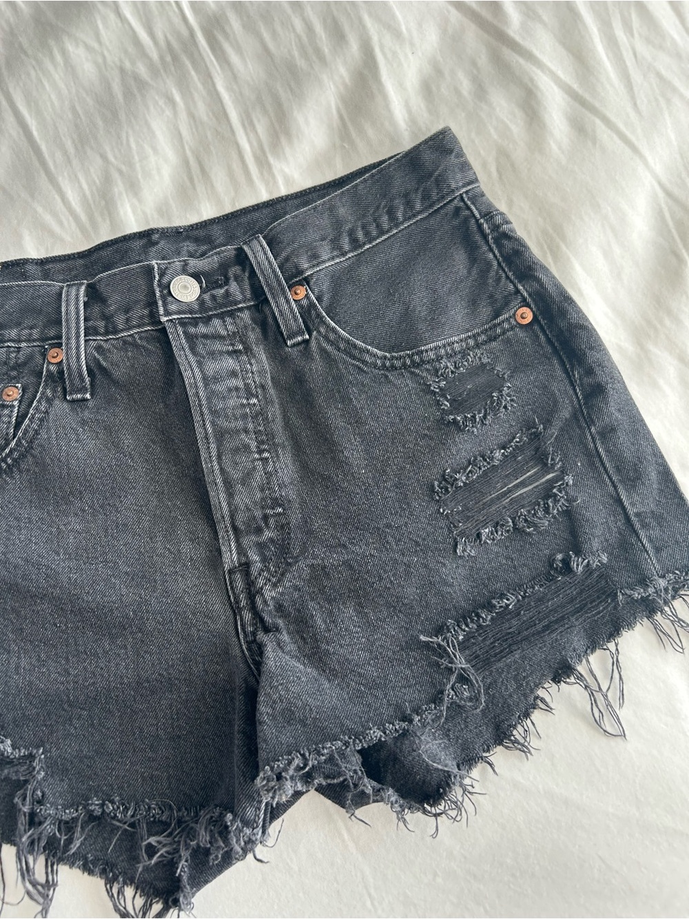 Levi's 501 Washed Black Denim Cutoff Shorts